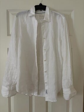 J. Crew White Linen Button-Down Shirt